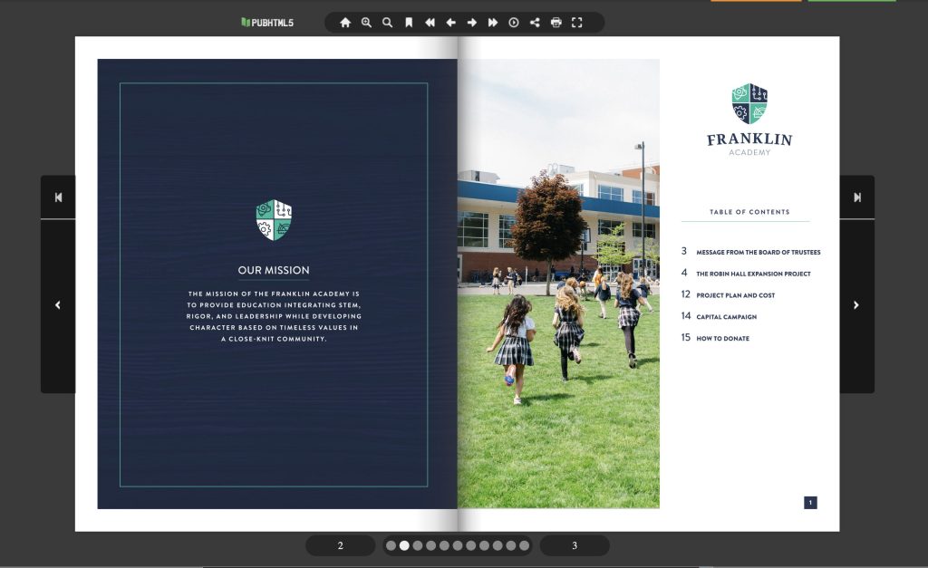 The Franklin Academy Flip Book for the Robin Hall Expansion Project